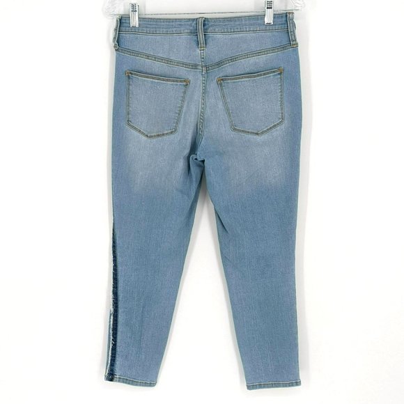 Universal Thread High Rise Skinny Crop Jeans 4 27 R Light Wash Fringe Trim Denim - Picture 12 of 13